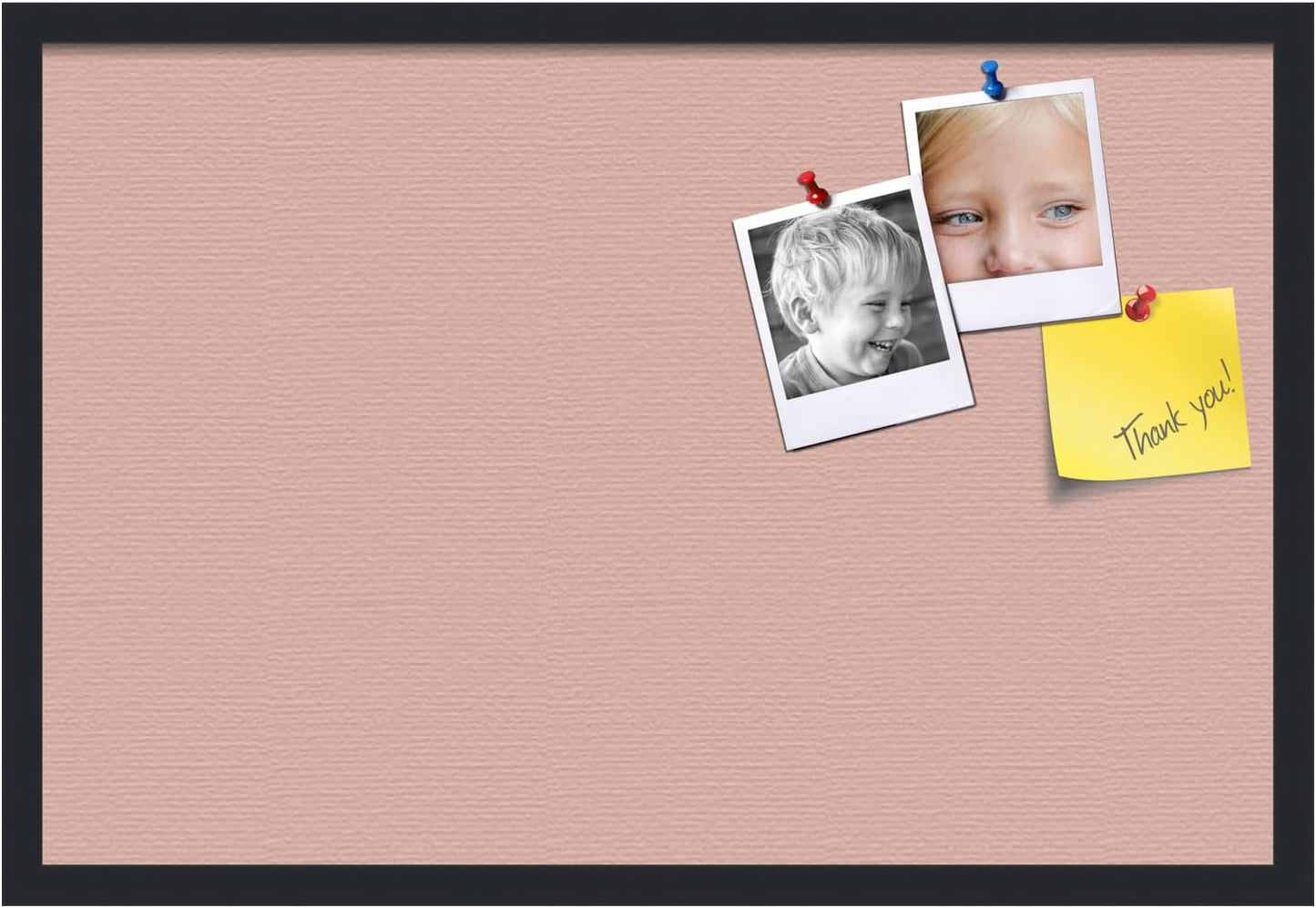 PinPix 30x20 Inch Cork Bulletin Board. This Decorative Framed Pin Board Comes with Pink Pastel Design and a Satin Black Frame. Ideal for Home Office Decor or Message Board (PinPix-1813)