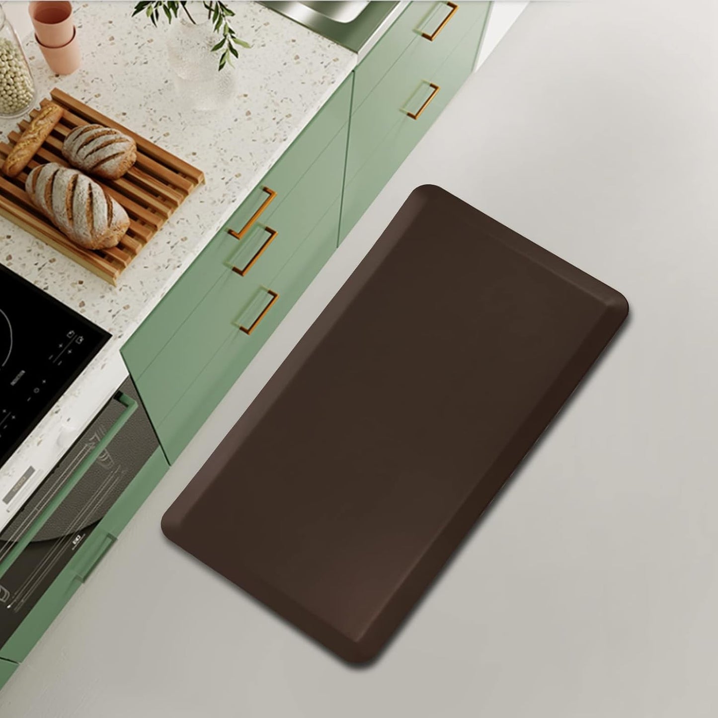 Thick Anti Fatigue Comfort Mat for Standing Desks, Non-Slip Standing Kitchen Mat, Waterproof Floor Mat, Commercial Pads for Offices, Home, Garages(Brown)…