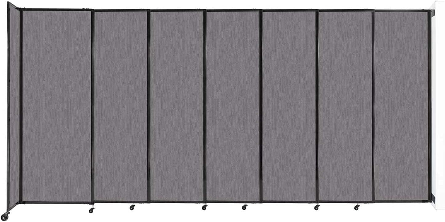 Wall-Mounted Sliding StraightWall Room Divider | Adjustable Widths | Locking Wheels | Room Separator | Up to 15'6" Wide x 7'6" Tall Slate Fabric Panels