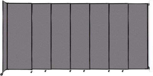 Wall-Mounted Sliding StraightWall Room Divider | Adjustable Widths | Locking Wheels | Room Separator | Up to 15'6" Wide x 7'6" Tall Slate Fabric Panels