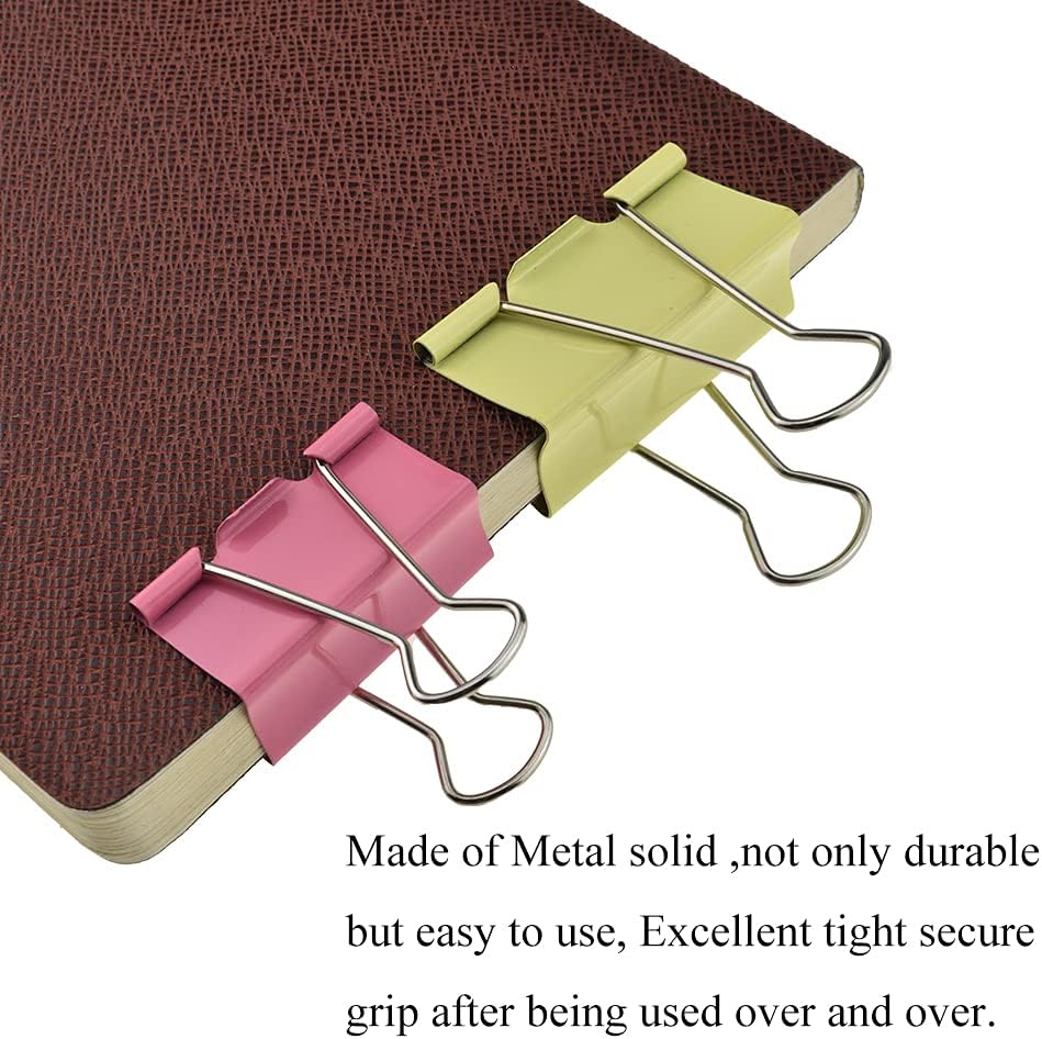 HAHIYO Binder Clips Paper Clamps Spring Steel Sturdy Large 1.97 inches Width 0.59 Inch Capacity No Sharp Edges Heavy Duty Tight Grip Reusable Color Metal Bright Finish for Home Office School 17 Pack