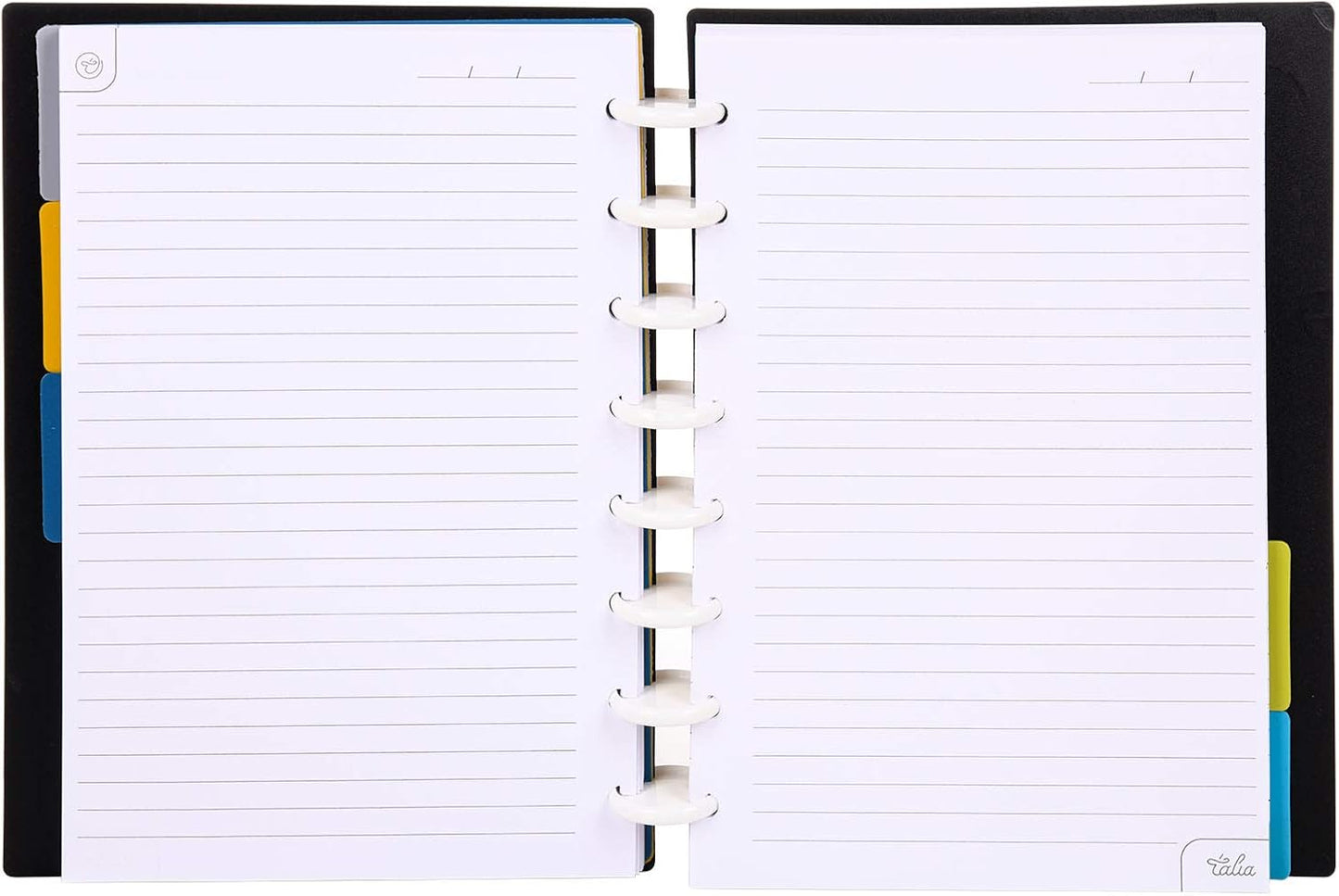 Talia Discbound Notebooks, Planner, Customizable, (Black, Junior (5.5in x 8.5in))