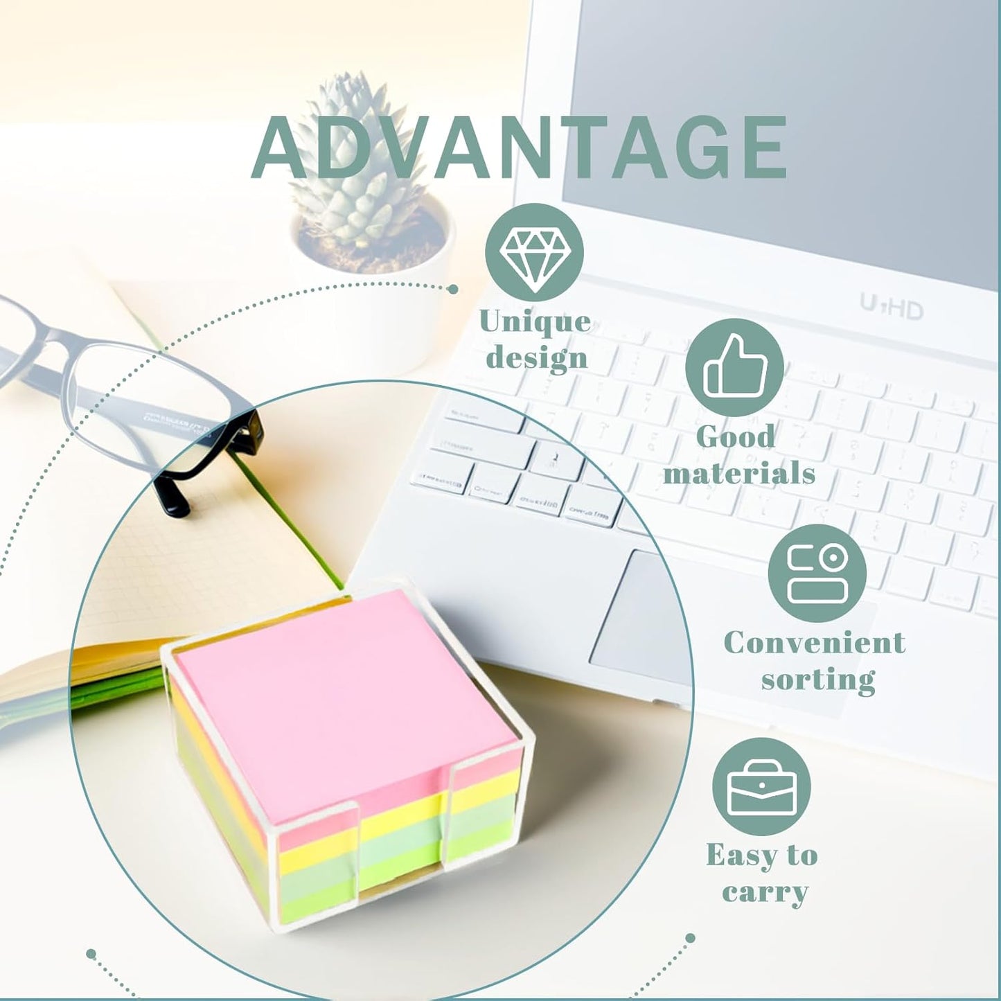 Acrylic Sticky Note Holder, Crystal Clear Self-Stick Note Pad Holder, Note Dispenser for 3 x 3 in Sticky Note Storage School Dorm Room and Office Desk Organizer, 2 Pcs