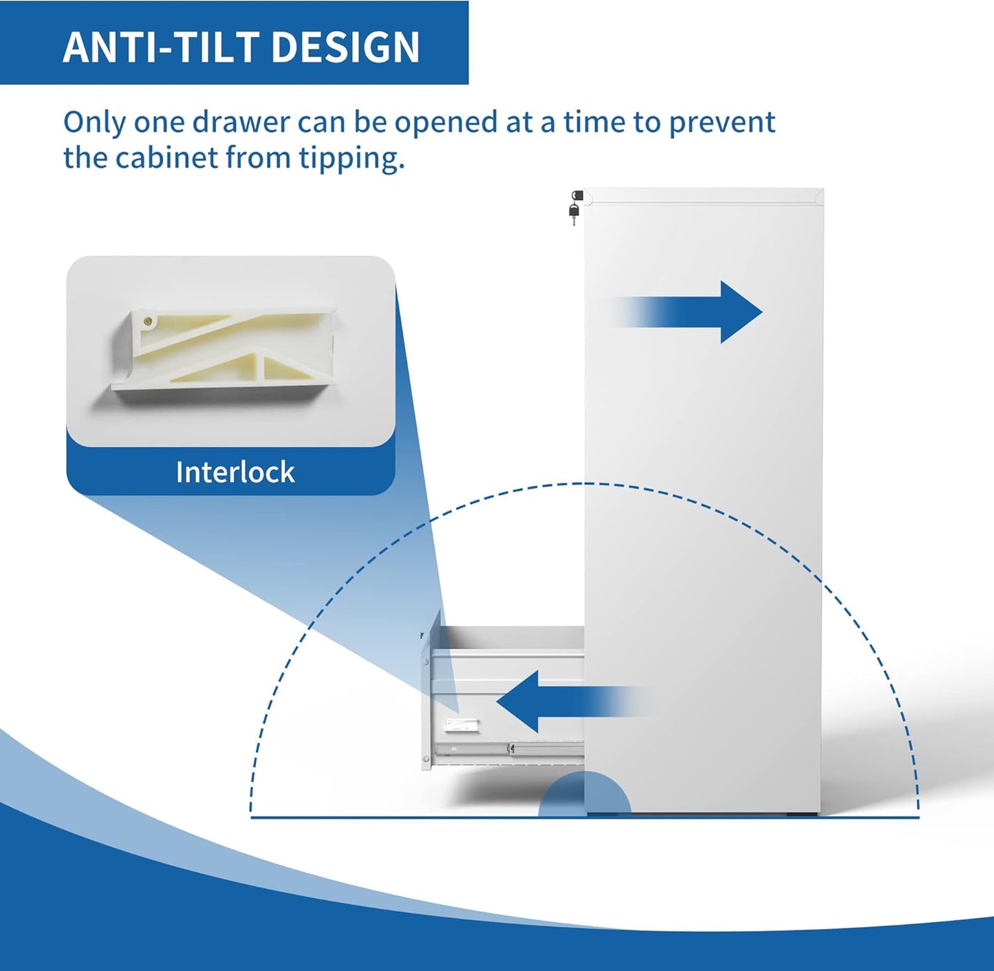 4 Drawer File Cabinet with Lock, Vertical Filing Cabinets for Home Office, Locking File Cabinet Hanging Files for A4/ Legal/Letter, Require Assembly, White
