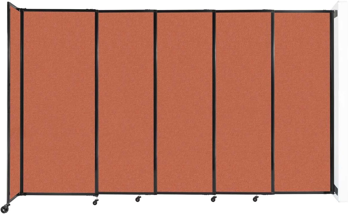 Wall-Mounted Sliding StraightWall Room Divider | Adjustable Widths | Locking Wheels | Room Separator | Up to 11'3" Wide x 6'10" Tall Papaya Fabric Panels