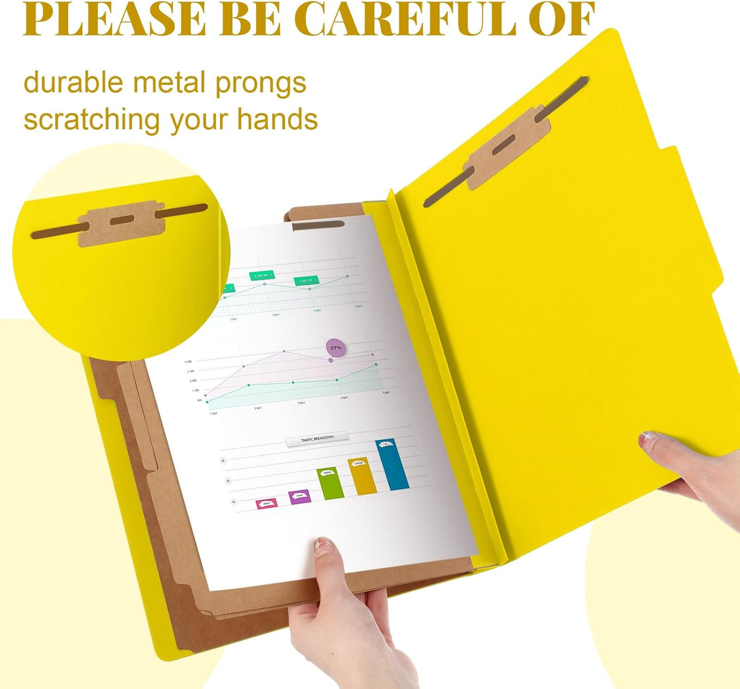 24 Pcs Classification Folders Letter Size, 3 Divider Pressboard File Folder with Fasteners, Expanding File Organizer Bulk for Teachers, Clergy, Office, Church, Christmas Donations (Yellow)