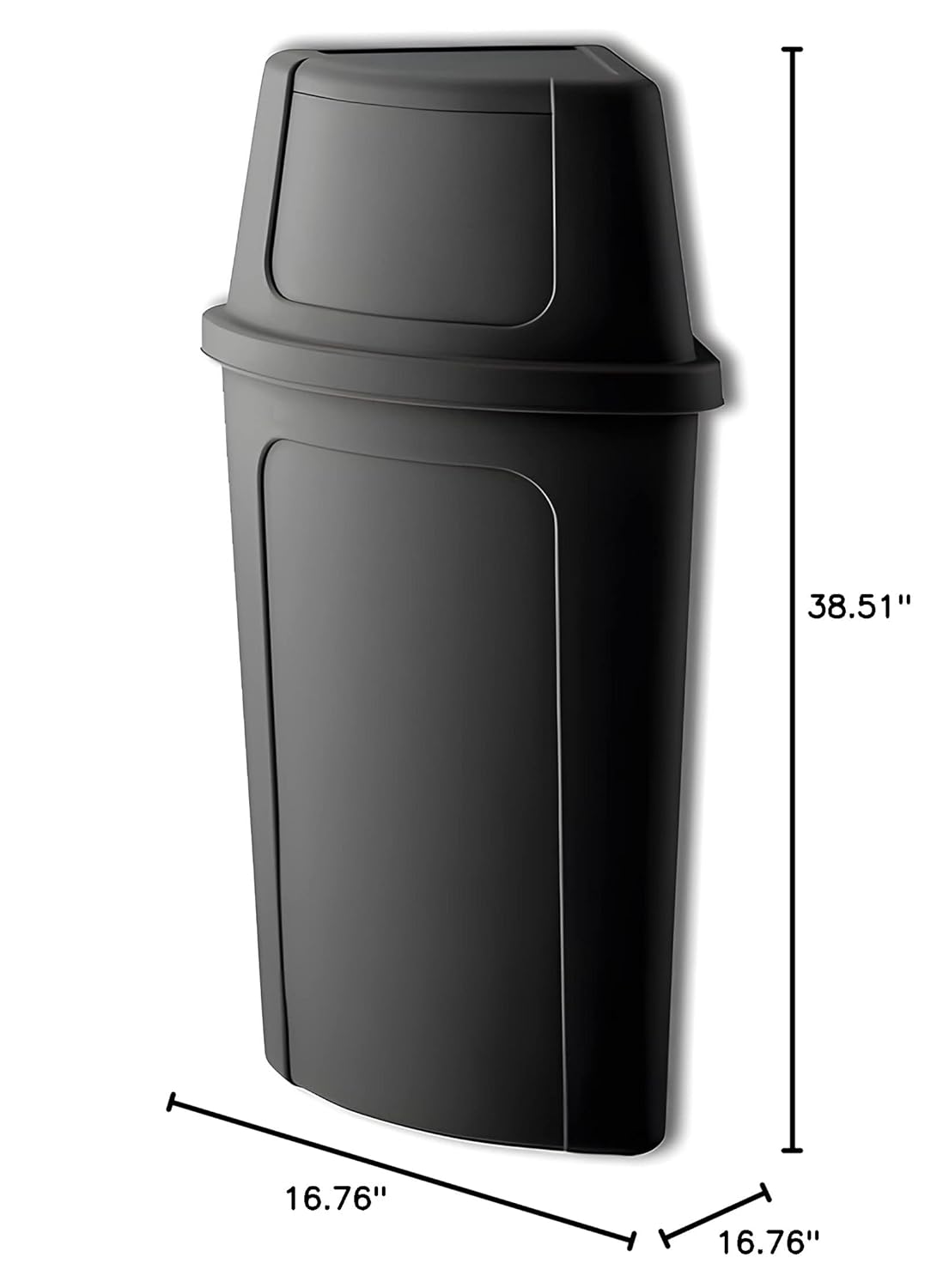 21 Gallon Black Plastic Recycling Bin with Push Door Lid, Commercial Durable Trash Can