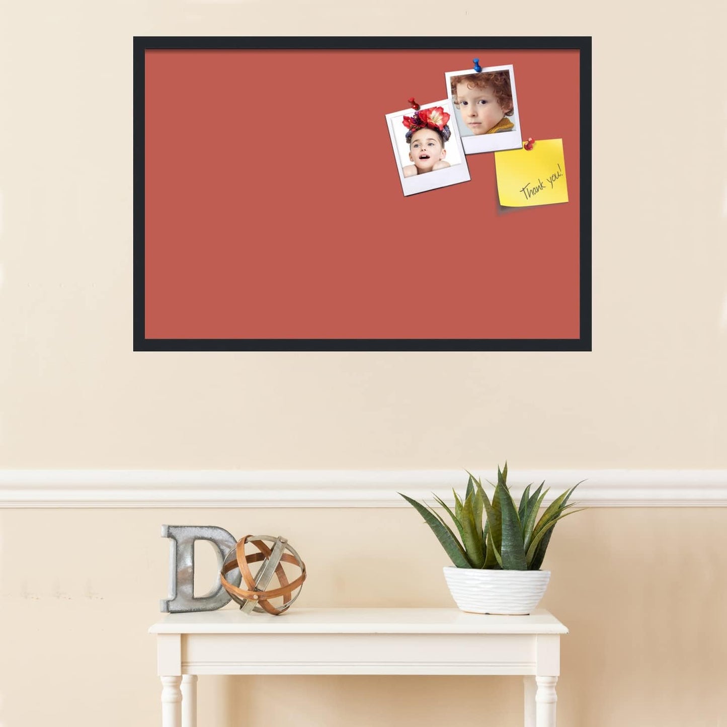 PinPix 36x24 Inch Cork Bulletin Board. This Decorative Framed Pin Board Comes with Crimson Pastel Design and a Satin Black Frame. Ideal for Home Office Decor or Message Board (PinPix-1807)