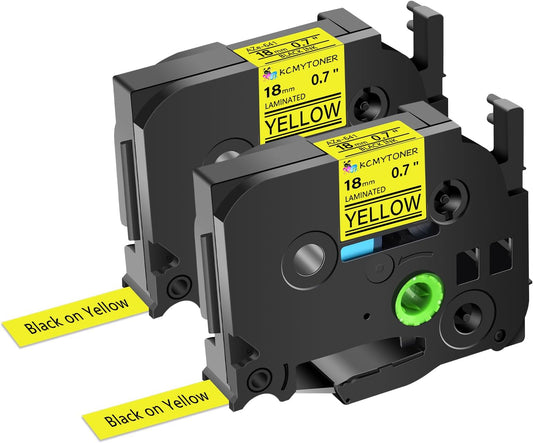 2 Pack Compatible for Ptouch TZe641 TZ641 Label Maker Tape 18mm 0.7 Inch Black on Yellow Laminated TZe-641 TZ-641 TZe TZ Label Tape for PT-D600 PT-D610BT PT-D600VP PT-P710BT PT-P750W