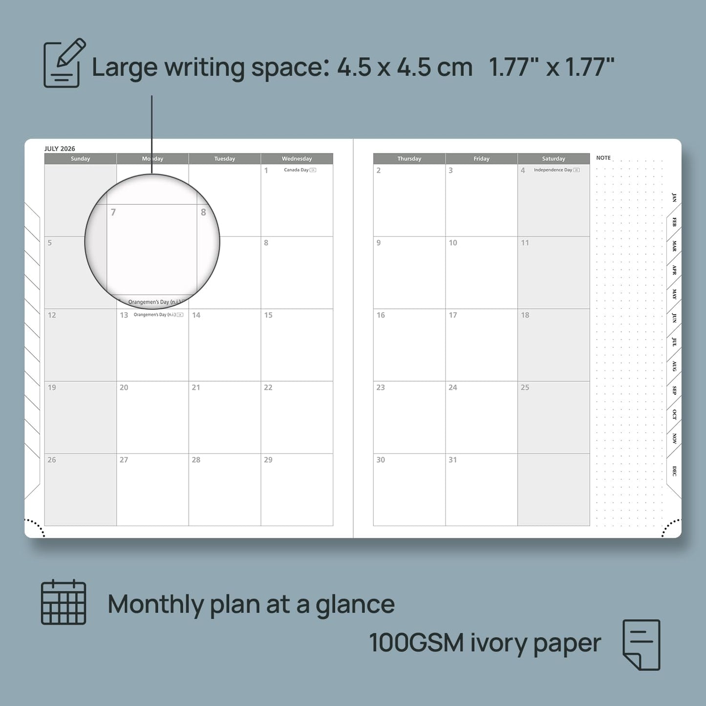 POPRUN Weekly Planner 2026 (Large 8.5" x 10.5") Calendar 12 Months Notebook with Horizontal Layout, Leather Soft Cover, Monthly Tabs, Inner Pocket, 100GSM Thick Paper, Pen Holder - Royal Blue