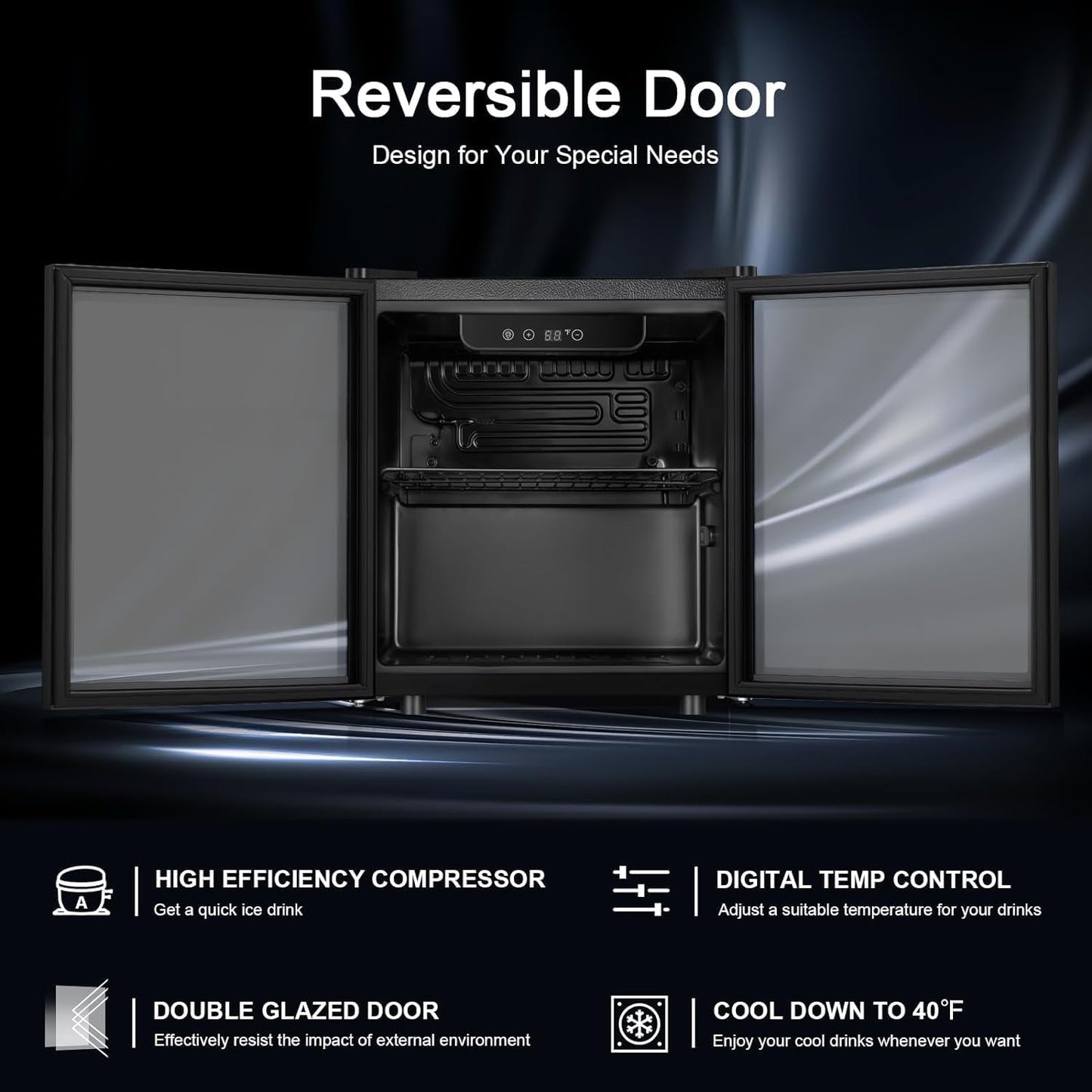 Antarctic Star 12 Bottle/48 Can Beverage Refrigerator, Wine Cooler/Cabinet, Mini Drink Fridge, Clear Front Glass Door Counter Top Red Cellar Beer Soda Bar Quiet Compressor Freestanding 1.3 cu.ft.