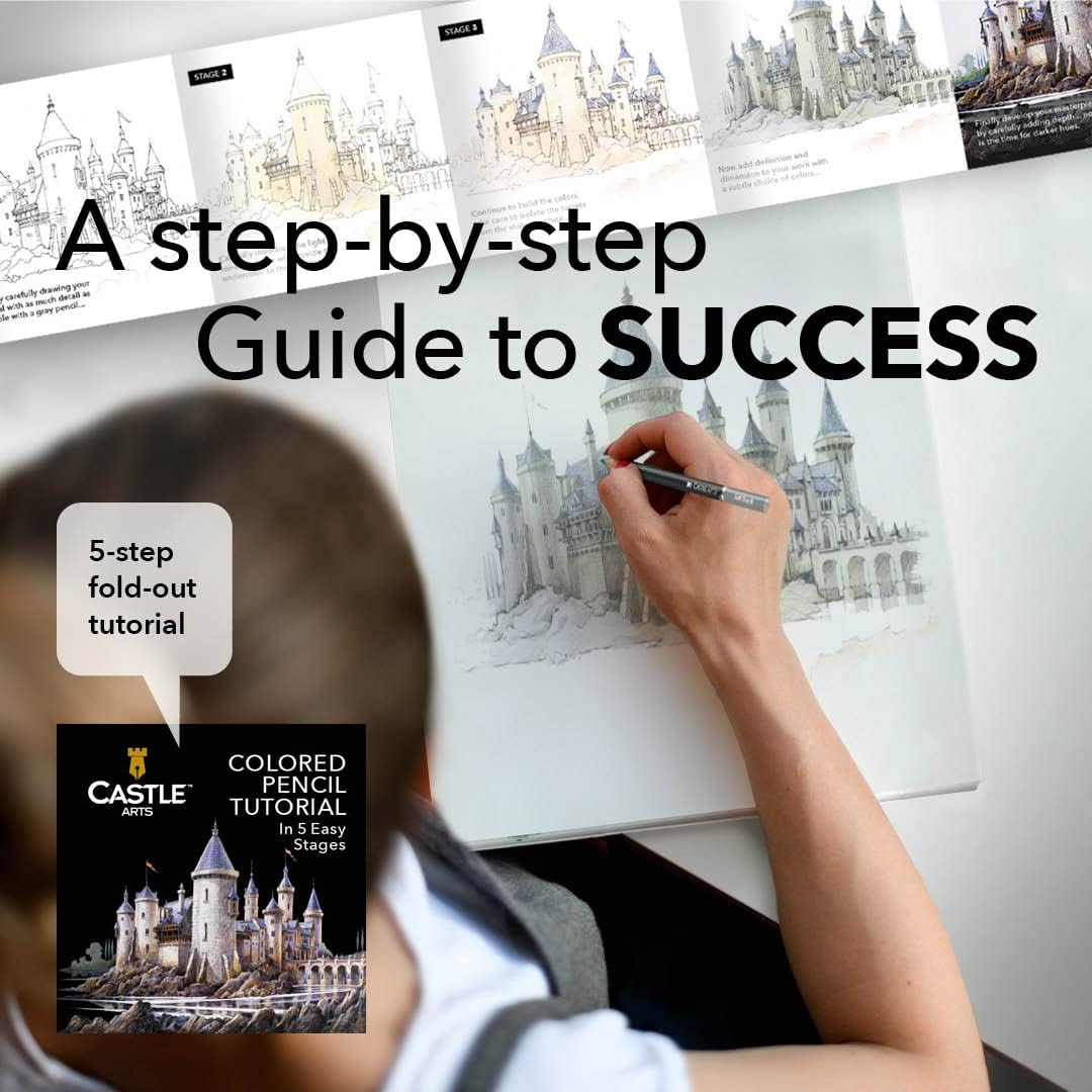 Castle Art Supplies Colored Pencils Set | 120 Premium Soft Core Coloring Pencils for Adults | Organized in Presentation Tin Case