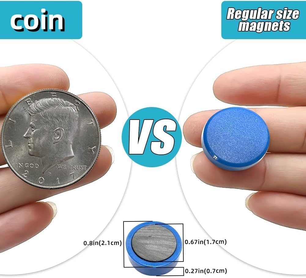 Qualsen Fridge Magnet, 50 Pack Cute Magnets for Whiteboard, Refrigerator, Locker, Office, Classroom, Kitchen (Blue)