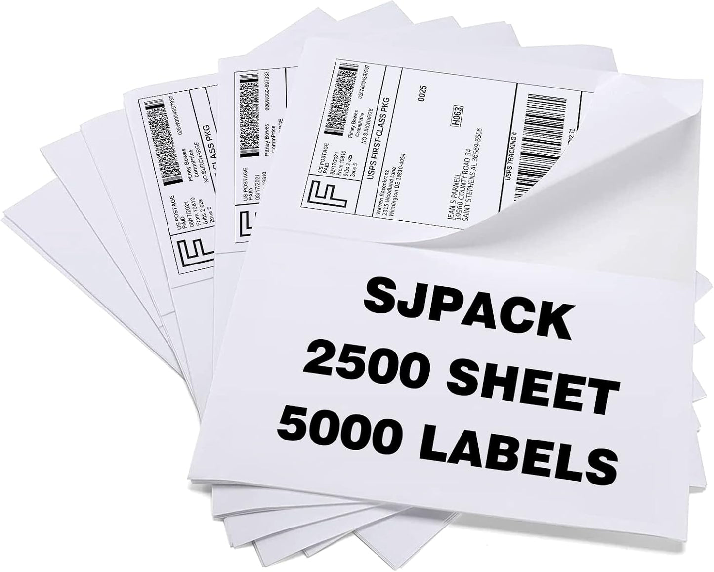 5000 Half Sheet Shipping Labels for Laser/Inkjet Printers - 5-1/2" X 8-1/2" Blank White Labels