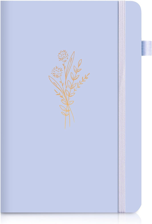 Lined Journal Notebook for Women Cute Leather Journals for Writing Aesthetic Floral Diary 192 Pages A5 Hardcover Journaling Notebooks with Pen Loop, 5.7 x 8.3 In, Purple