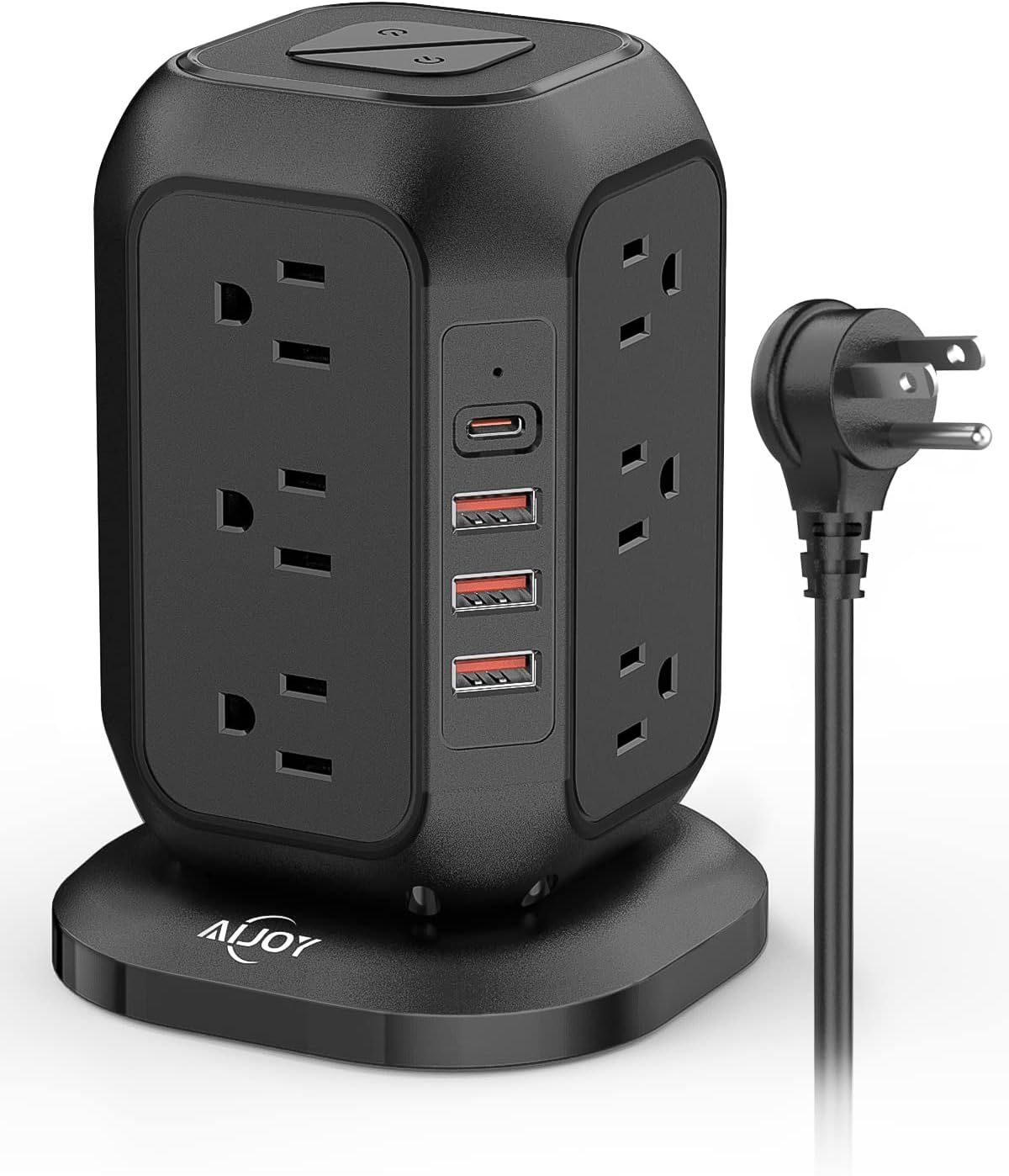 Power Strip with USB C Ports, AiJoy Surge Protector with 12 AC Outlet and 4 USB Ports, 10 FT Extension Cord, USB Charging Station with Overload Protection, Living Room, Office, Dorm
