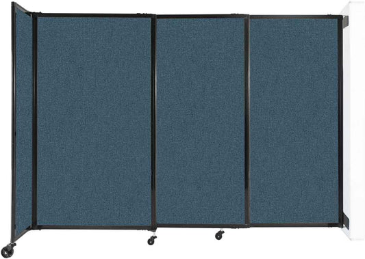 Wall-Mounted Sliding StraightWall Room Divider | Adjustable Widths | Locking Wheels | Room Separator | Up to 7'2" Wide x 5' Tall Caribbean Fabric Panels