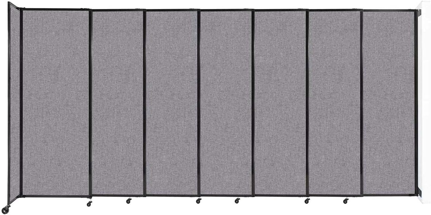 Wall-Mounted Sliding StraightWall Room Divider | Adjustable Widths | Locking Wheels | Room Separator | Up to 15'6" Wide x 7'6" Tall Cloud Gray Fabric Panels