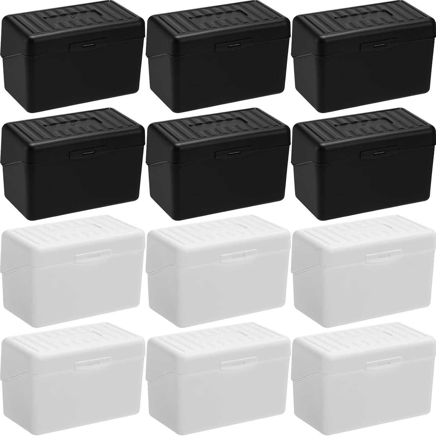 Fuutreo 12 Pack 3x5 Organizer Index Card Box Flash Note Index Card Holder Case for Recipes Addresses(Black, White)