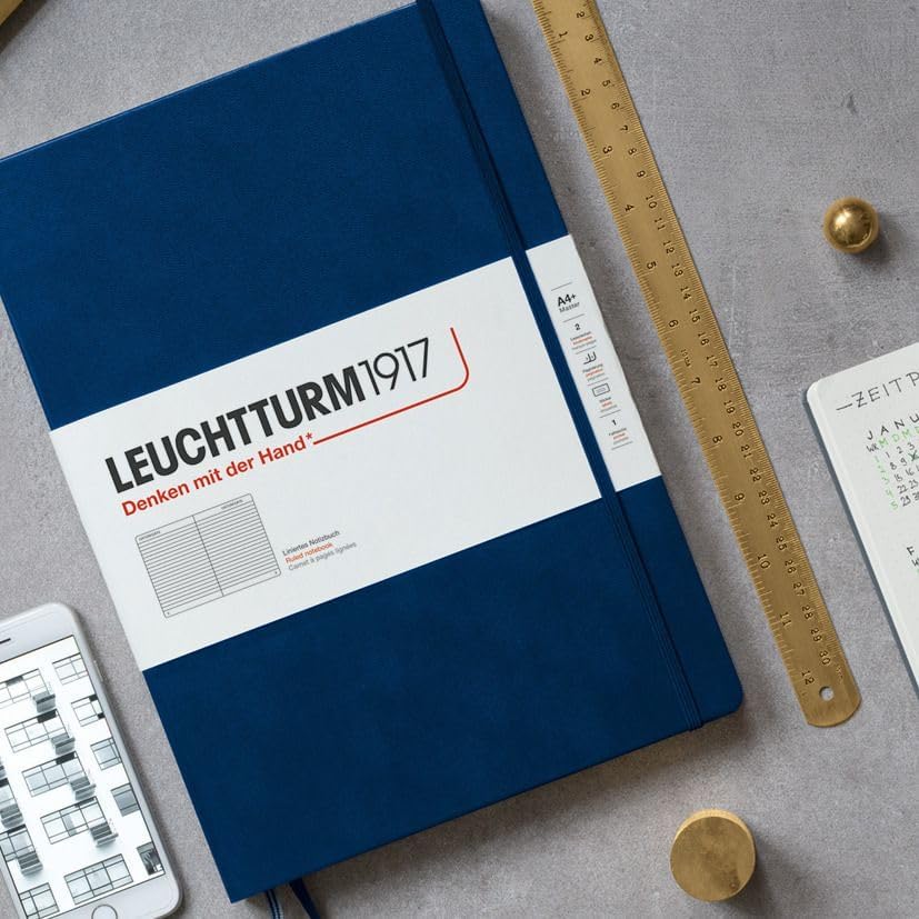 LEUCHTTURM1917 - Notebook Hardcover Medium A5-251 Numbered Pages for Writing and Journaling (Powder, Plain)