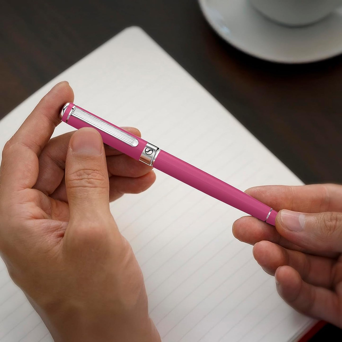 Scriveiner Fuschia Rollerball Pen - Stunning Luxury Pen With Chrome Finish, Schmidt Ink Refill, Best Roller Ball Gift Set for Men & Women, Professional, Executive Office, Nice Pens