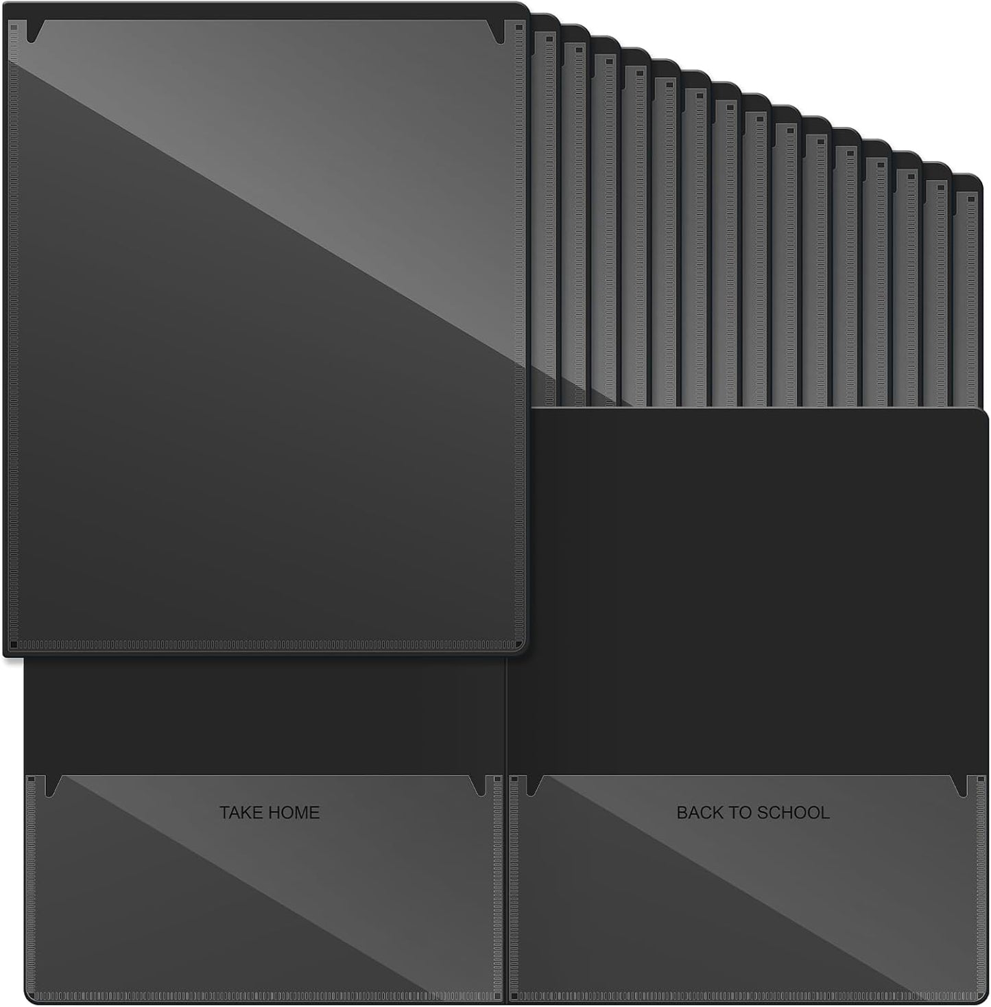 Henoyso 72 Pcs Plastic Take Home Folders with 2 Pockets Parent Teacher Classroom Communication Homework Folder for Students Parent Teacher Connect (Black)