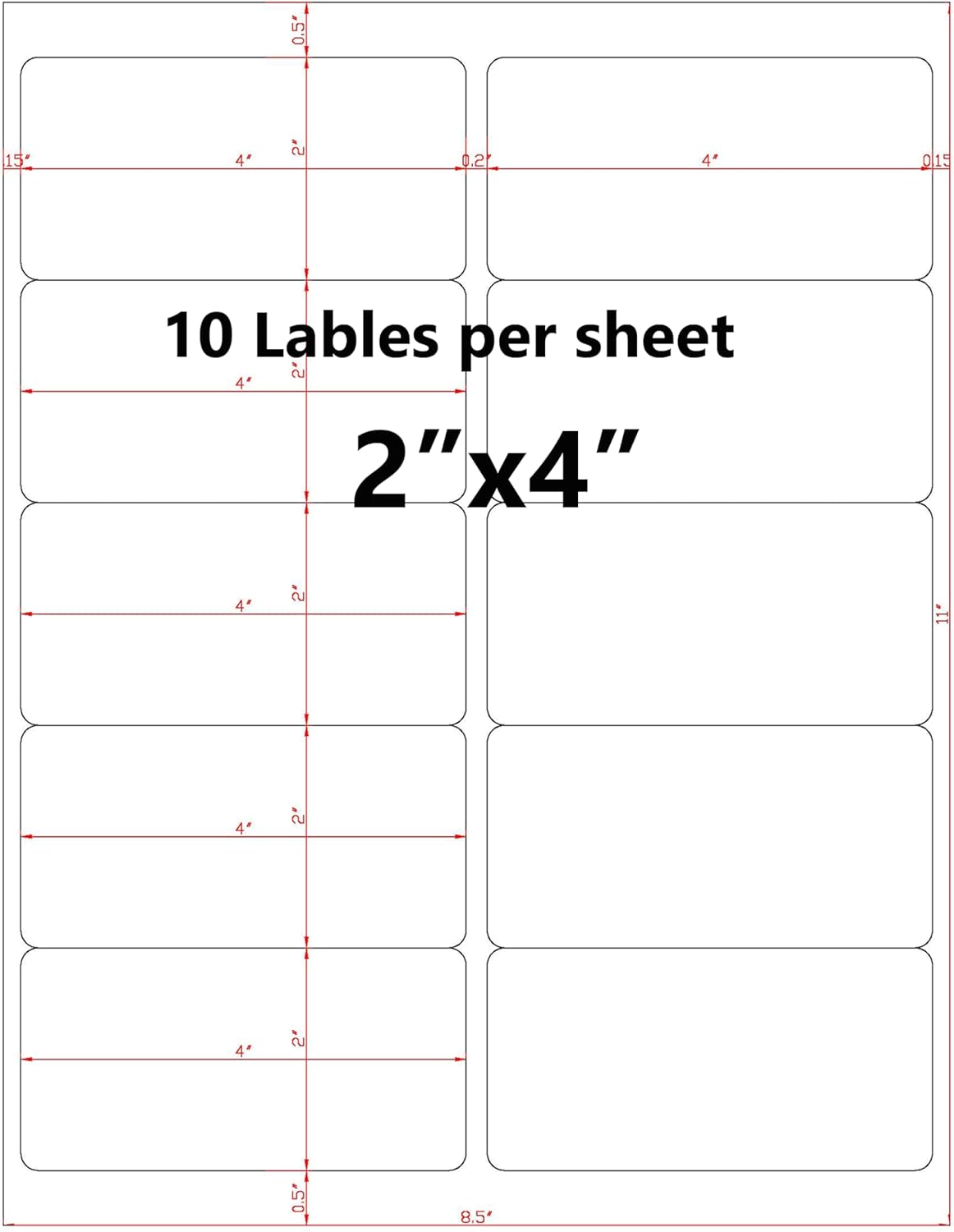 1000 White 4" x 2" Printable Mailing Labels, 10 UP White Shipping Address Labels Dry Quickly for Inkjet or Laser Printer