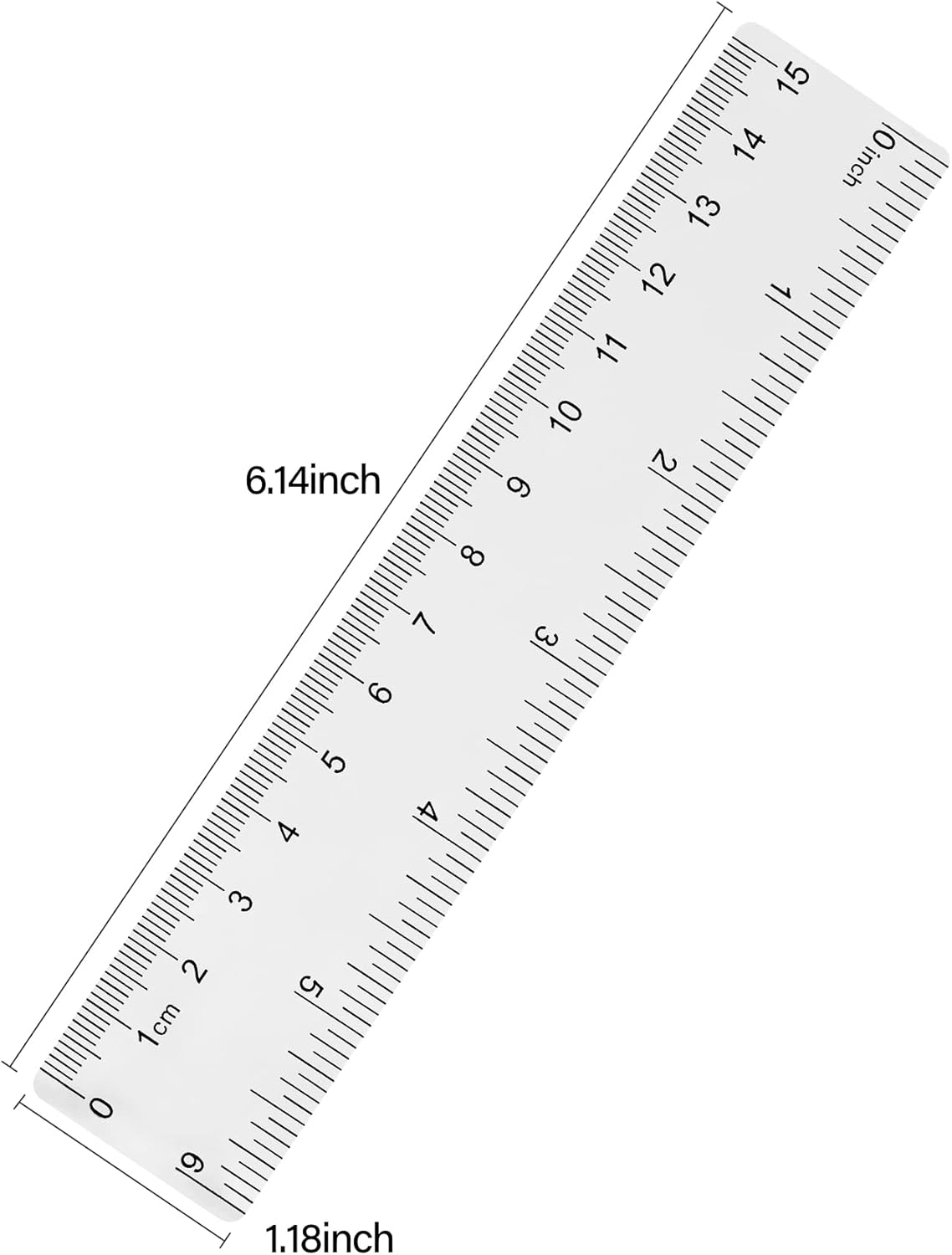Clear Plastic 6 Inch Straight Ruler, Shatterproof With Inches and Centimeters for School, Classroom, Home, or Office (2pcs)