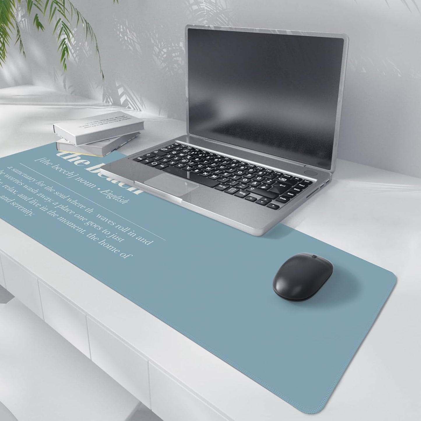 Blue Ocean Beach Mouse Pad,Blue Coastal Mouse Pad,Big Large Ocean Desk Mat,Beautiful Sentence Desk Mat,Summer Beachy Gaming Computer Pads,Beach House Decor,Gift for Beachy House,31.5x11.8Inch