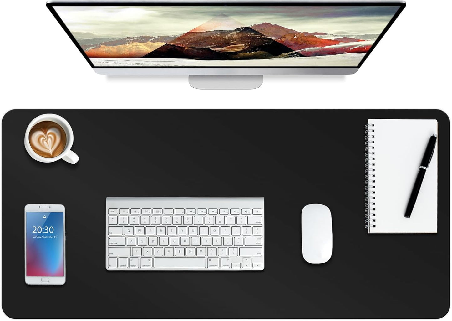 Boutilon Leather Desk Pad Protector,Non-Slip Mouse Pad,Laptop Desk Pad,Office Mouse Mat,Waterproof Leather Desk Blotter,Desk Writing Pad for Office and Home (XL-Black,35.4"x 15.7")