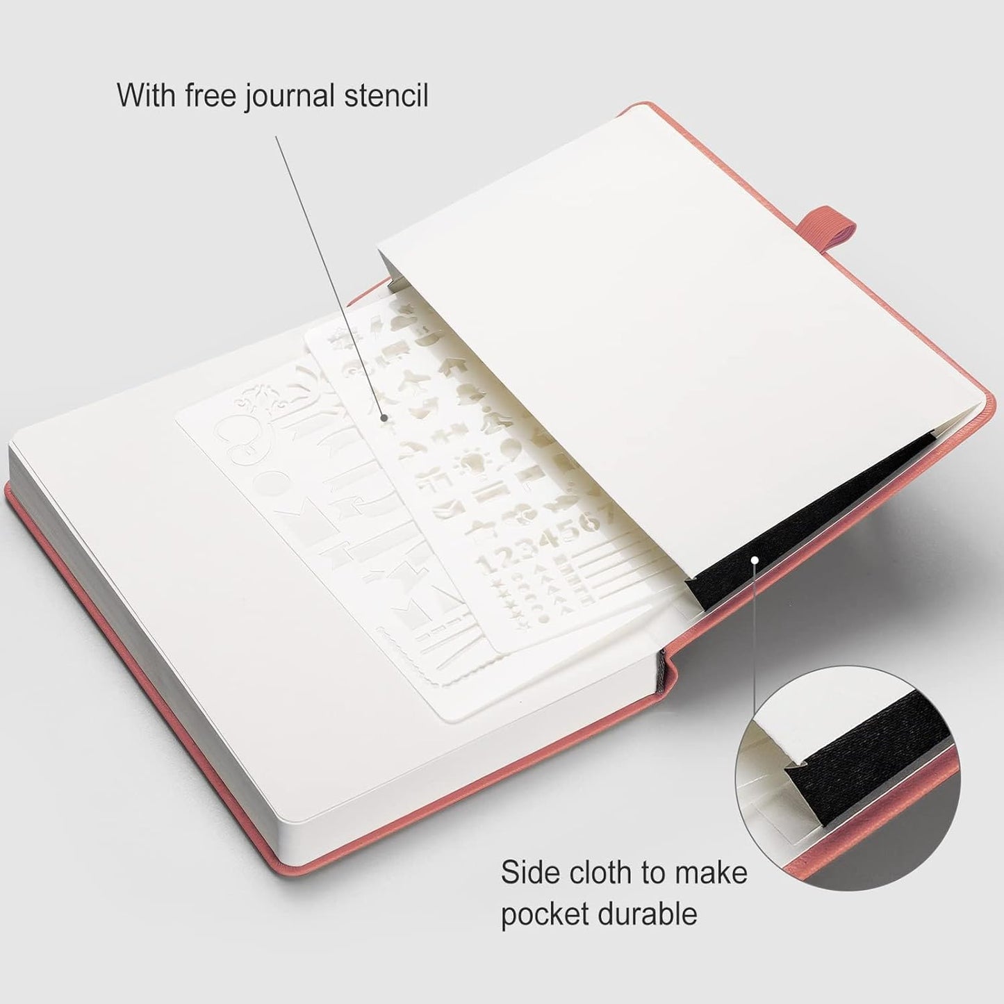 AHGXG Bullet Dotted Journal - 320 Numbered Pages Dot Grid Notebook A5 Thick Journal, 100gsm Thick Dotted Paper, Leather Hardcover,Inner Pocket, 5.75'' × 8.38'' - Pink