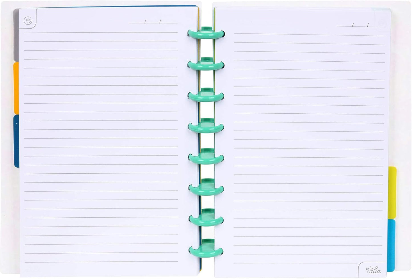 Talia Discbound Notebooks, Planner, Customizable, (xWatercolor Bloom, w/Celestial Turquoise Discs Junior (5.5in x 8.5in))