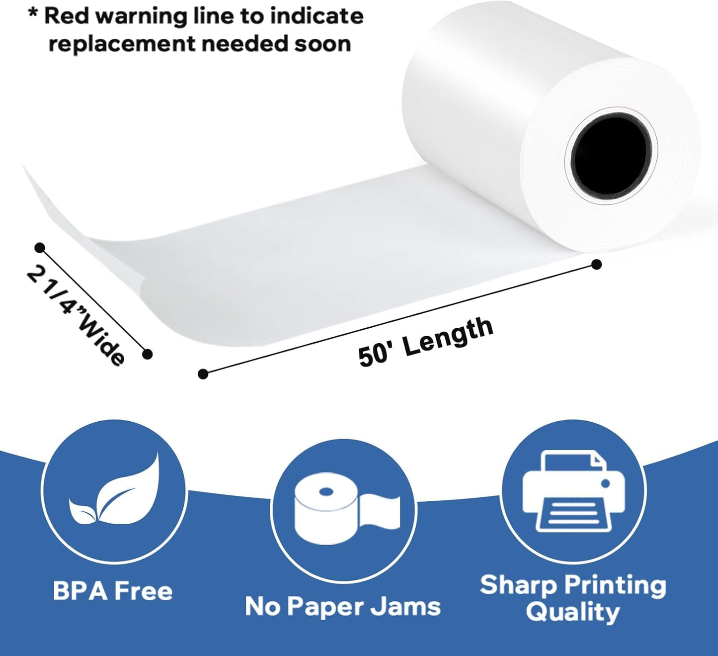 2 1/4" x 50' Thermal Receipt Paper Rolls 50 Rolls,BPA Free Receipt Paper