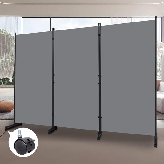 Room Divider Folding Privacy Screens with Wheels, 6FT Tall Divider for Room Separation, 3 Panel Movable Room Partitons and Dividers, Indoor Room Dividers Panel with Non-See Through Fabric for Office