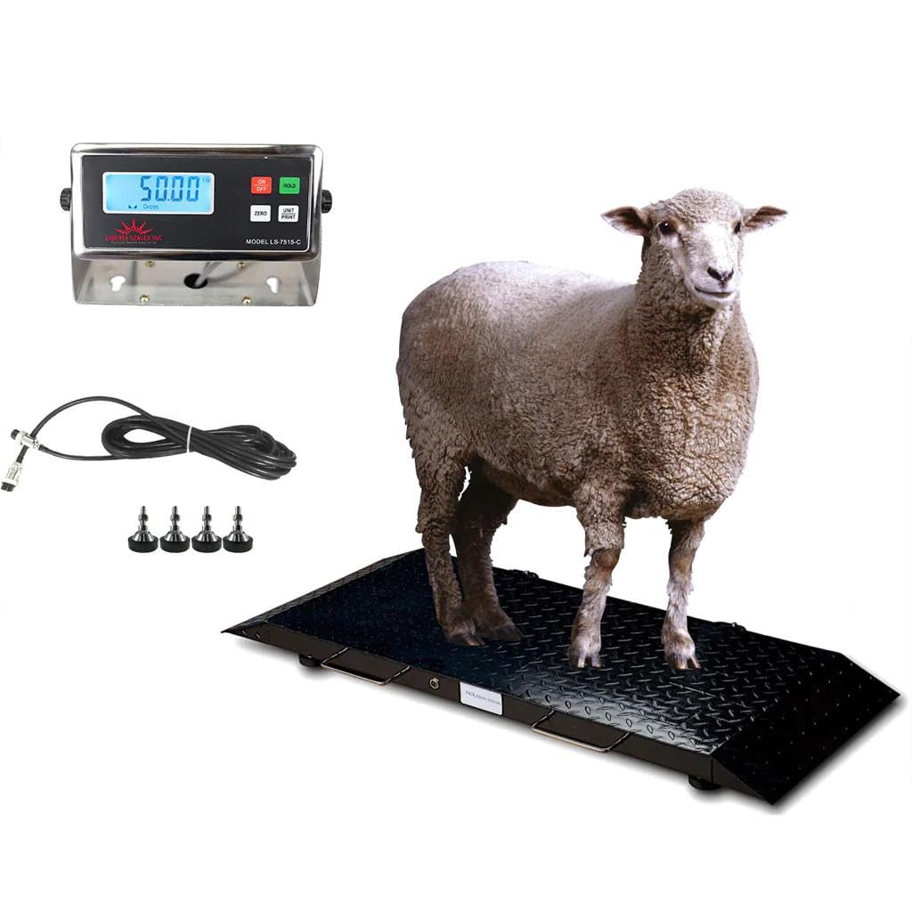 Liberty LS-920-2k Industrial Portable Floor Scale for Small Animal, Platform 50" x 20" / up to 2000 lbs (Made in USA) Scale + Cage System