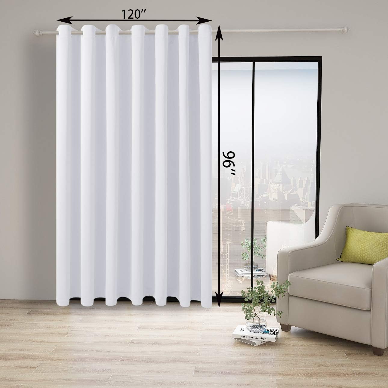 BONZER Extra Wide Room Divider Curtain Screen Partitions Total Privacy Wall Blackout Curtains for Shared Room, 96L x 120W Inch (8L x 10W ft), 1 Panel, Greyish White