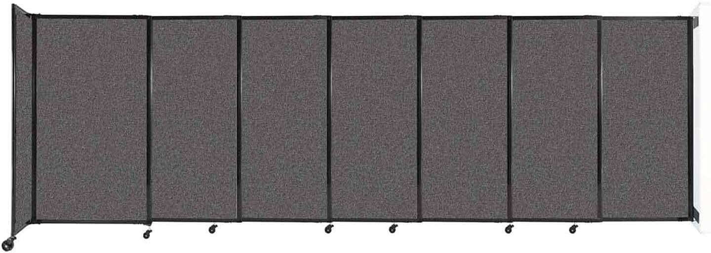 Wall-Mounted Sliding StraightWall Room Divider | Adjustable Widths | Locking Wheels | Room Separator | Up to 15'6" Wide x 5' Tall Charcoal Gray Fabric Panels