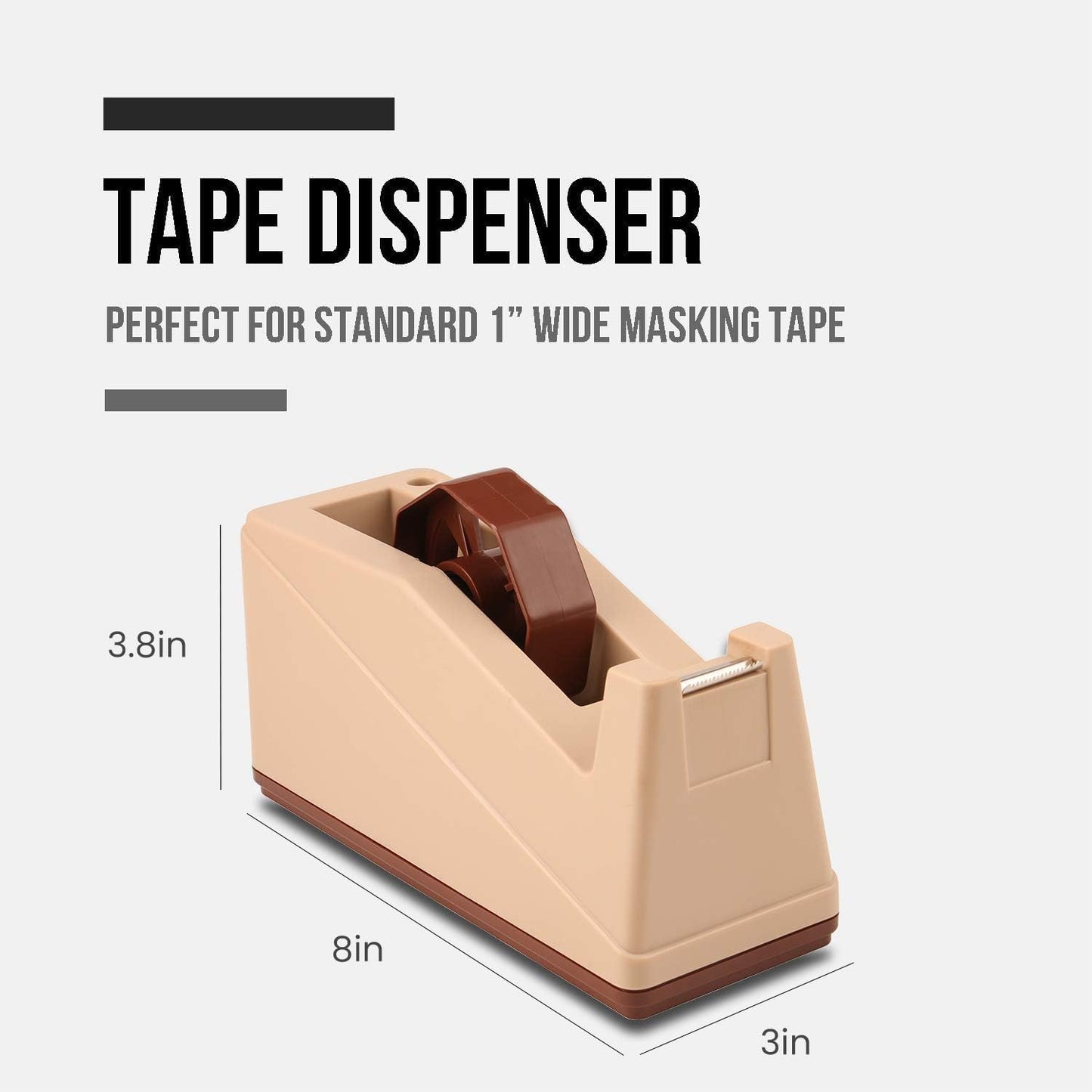 Lichamp Desktop Tape Dispenser Holder with Large 3 inch Core for Masking Tape, Heat Transfer Tape Sublimation, Painters Tape, Freezer Tape and Kitchen Tape