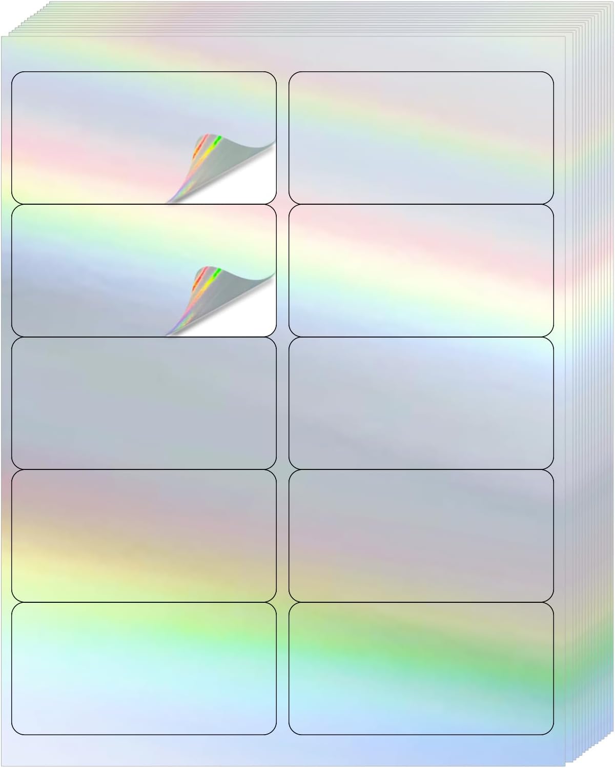 STARLIBOO Shipping Labels Stickers, 2"×4" Printable Holographic Mailing Labels for Laser/Inkjet Printing- Matte, Permanent Adhesive Sticker (Holographic Silver)