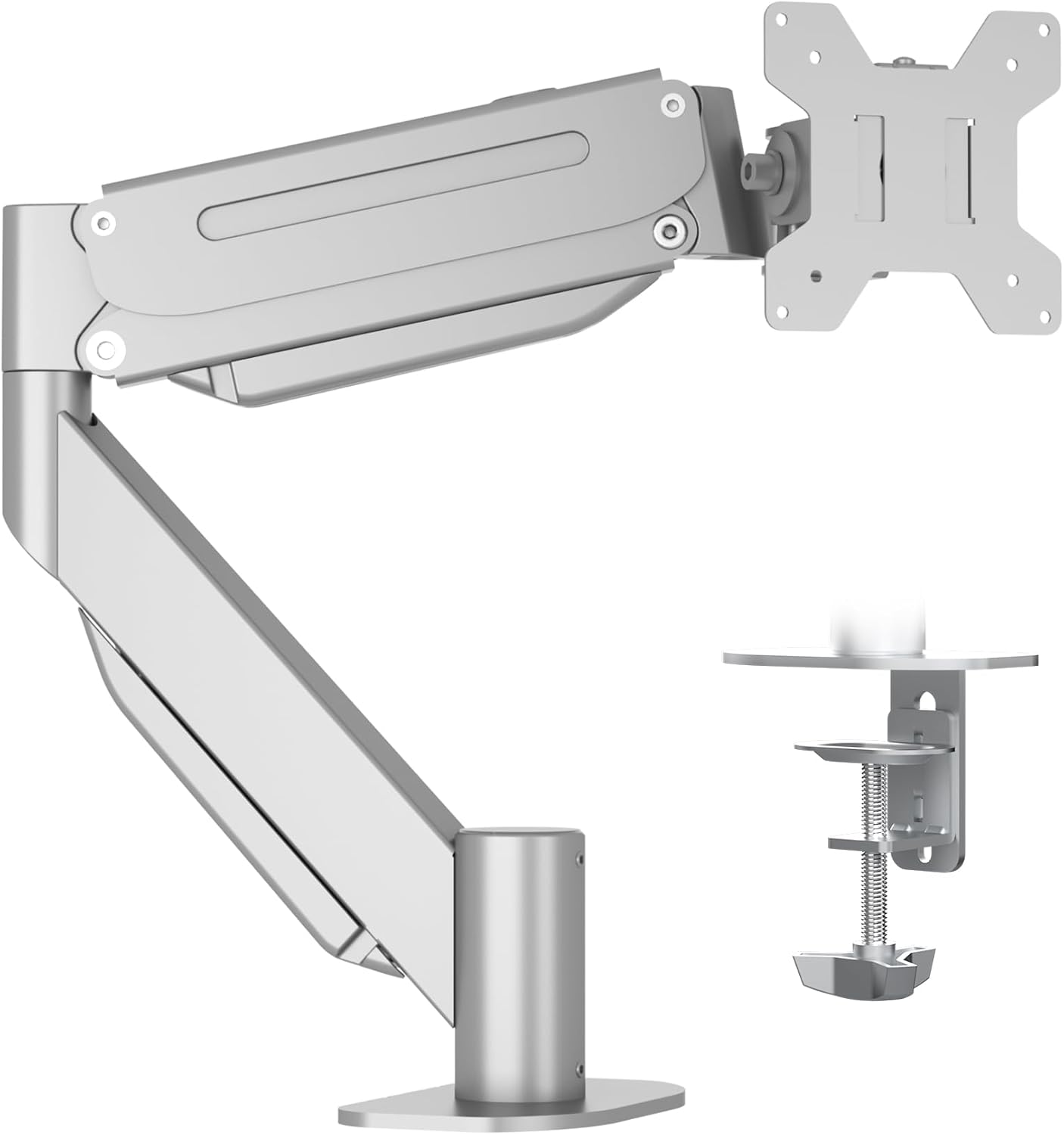 Suptek Ultrawide Monitor Arm Mount for 17 to 43 Inch Heavy Duty Curved Screen,Holds 28.6 lbs,Adjustable Gas Spring Monitor Arm Desk Mount Stand,75/100 Vesa Mount,Silver(MD71MS)