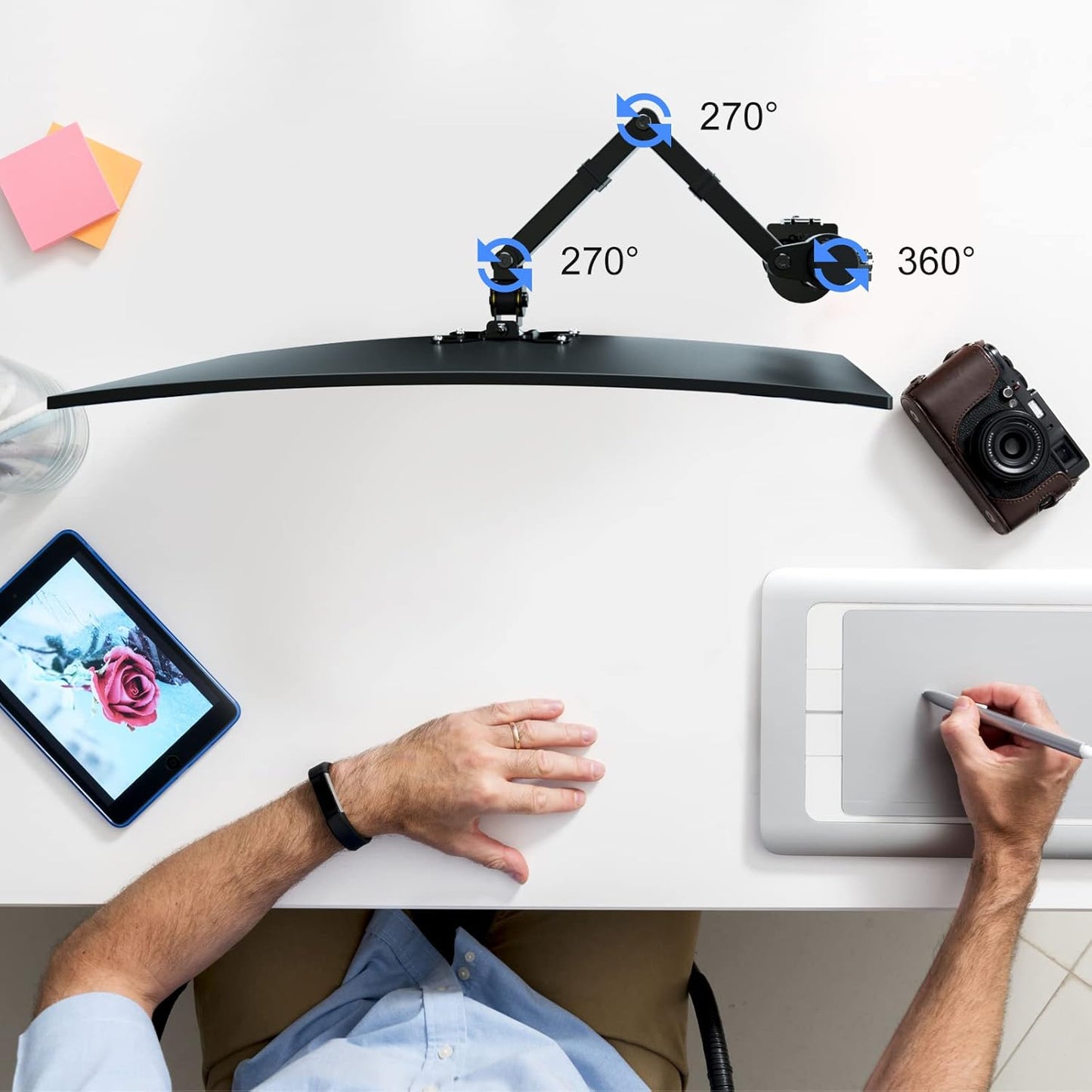 Pholiten Single Monitor Arm Desk Mount, Holds Screens up to 32 inch,Holds Up to 22lbs,Fully Adjustable Stand with C-Clamp and Grommet Base,100x100 Vesa Monitor Stand