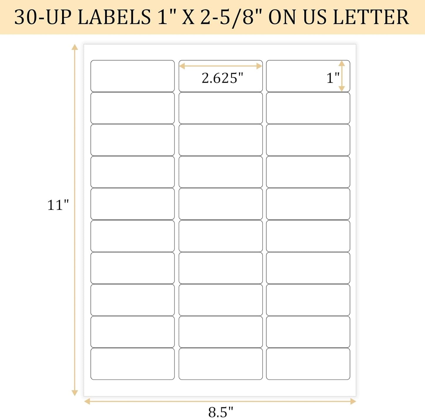 Address Labels for Inkjet Printers 1" x 2-5/8", Pack of 3000 Labels