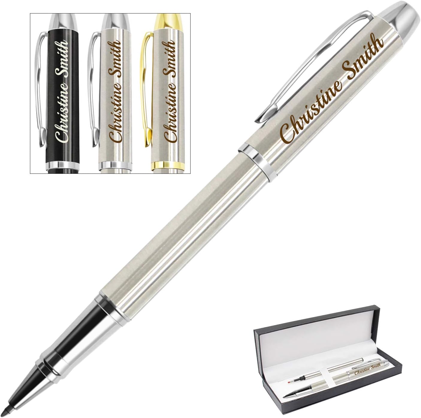 Amlion Personalized Pens Custom Engraved Pen with Name, Refillable Medium Refill, Personalized Gifts for Men Women