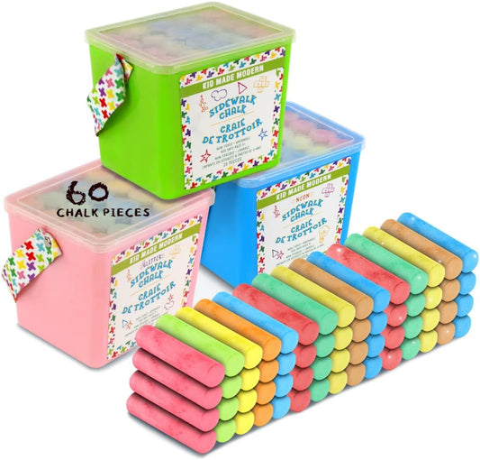 Kid Made Modern 60 count Variety Pack of Sidewalk Chalk 3 packs of 20 count Sidewalk Chalk