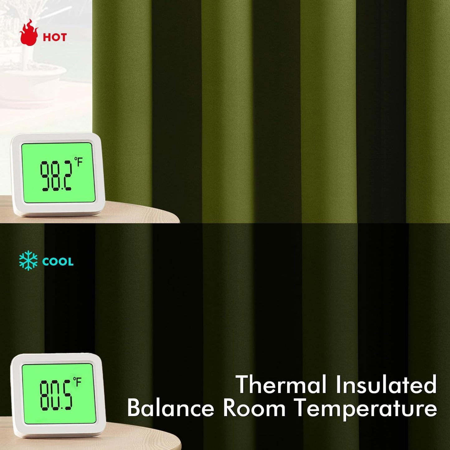 MIULEE Bedroom Blackout Curtains Thermal Insulated Room Darkening Drapes for Living Room Kitchen Grommet Top Light Blocking Window Treatment Curtains, 40 x 45 Inches Long, 2 Panels, Light Olive Green