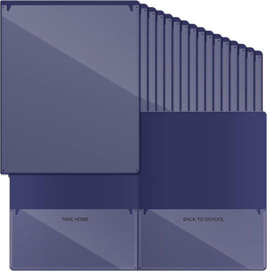 Henoyso 72 Pcs Plastic Take Home Folders with 2 Pockets Parent Teacher Classroom Communication Homework Folder for Students Parent Teacher Connect (Navy Blue)