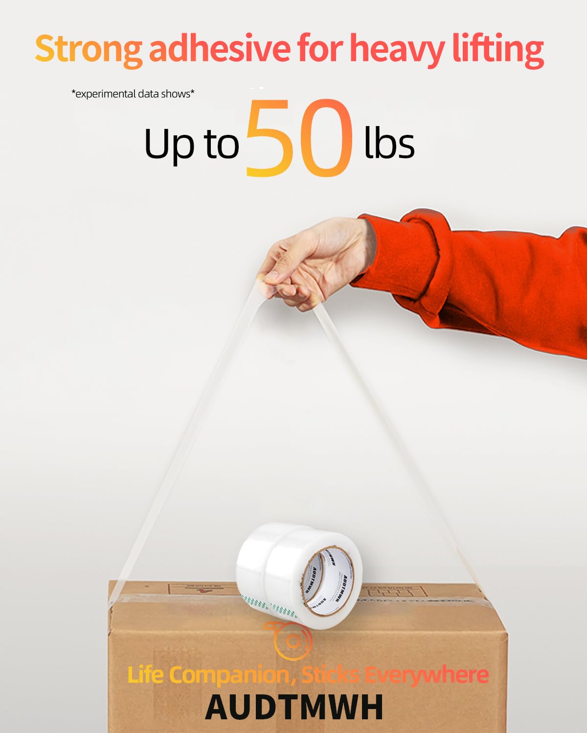 Clear Packing Tape, Heavy Duty Packaging Tape Designed for Moving, Packing, Shipping and Mailing, 1.88" x 63 yds, 6 Rolls