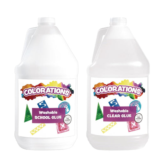 Colorations White & Clear Liquid Glue, 1 Gallon of Each -WHCLRGLU