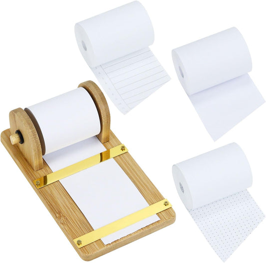 Note Paper Dispenser Desk, Wooden Paper Roll Holder for Note Taking, with 36ft Note, Desktop Grocery List Sticky Notes Holder for Desk Artwork to-Do Lists Ideal for Home