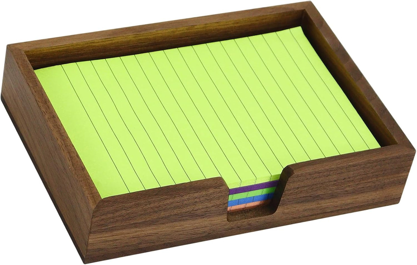 MultiBey Walnut Wooden Sticky Note Holder, 4x6 Self -Sticky Note Pad Holder, Wood Post it Note Dispenser Memo Pad Holder, Desktop Accessories Organizer for Desk Office School Home